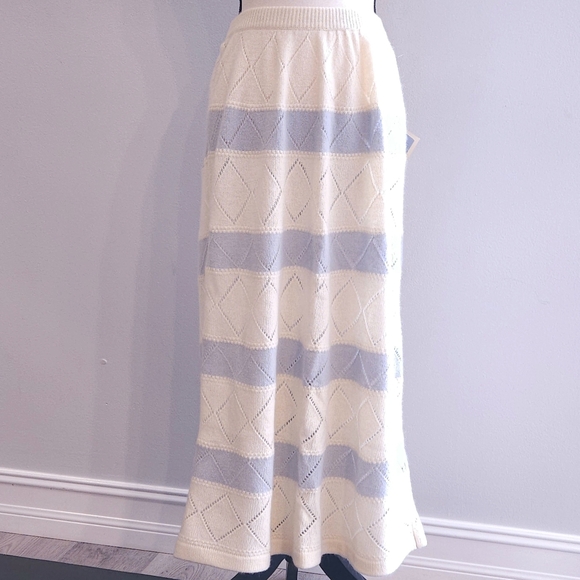 Dior Dresses & Skirts - Dior NWT Vintage Knitted Wool Rabbit Hair Skirt A-Line Gray Striped Size Large